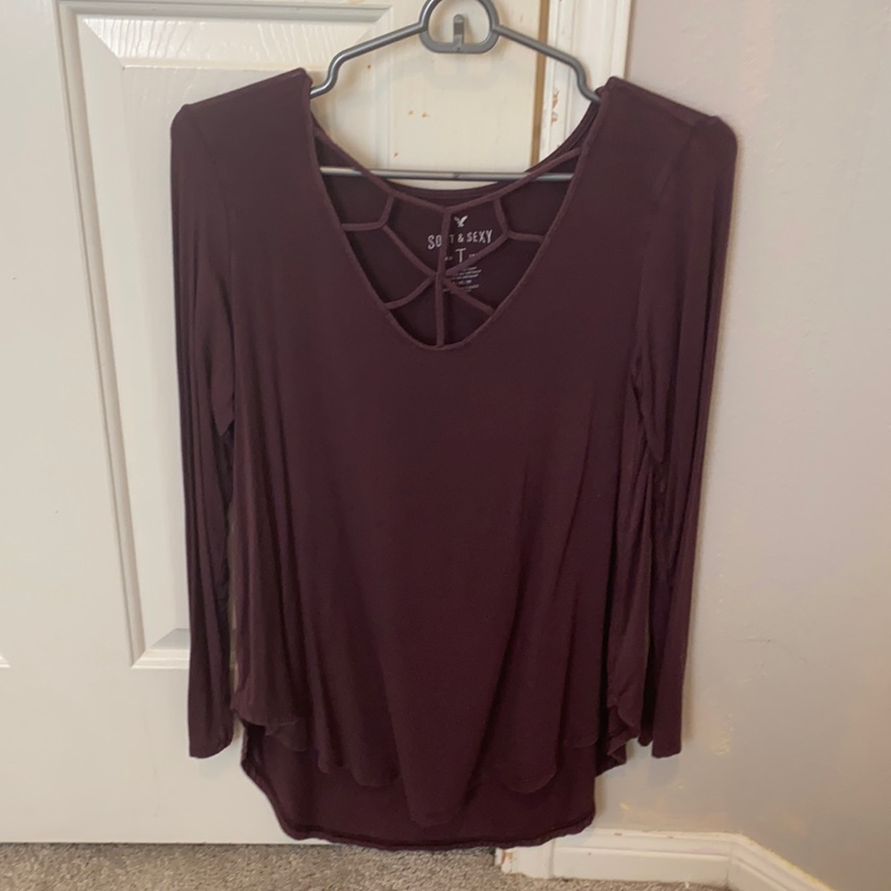 American Eagle Long sleeve cross chest top